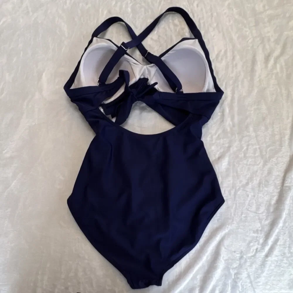 EOMENIE‎ One Piece Swimsuit Navy Blue Size S Adjustable Strap Padded